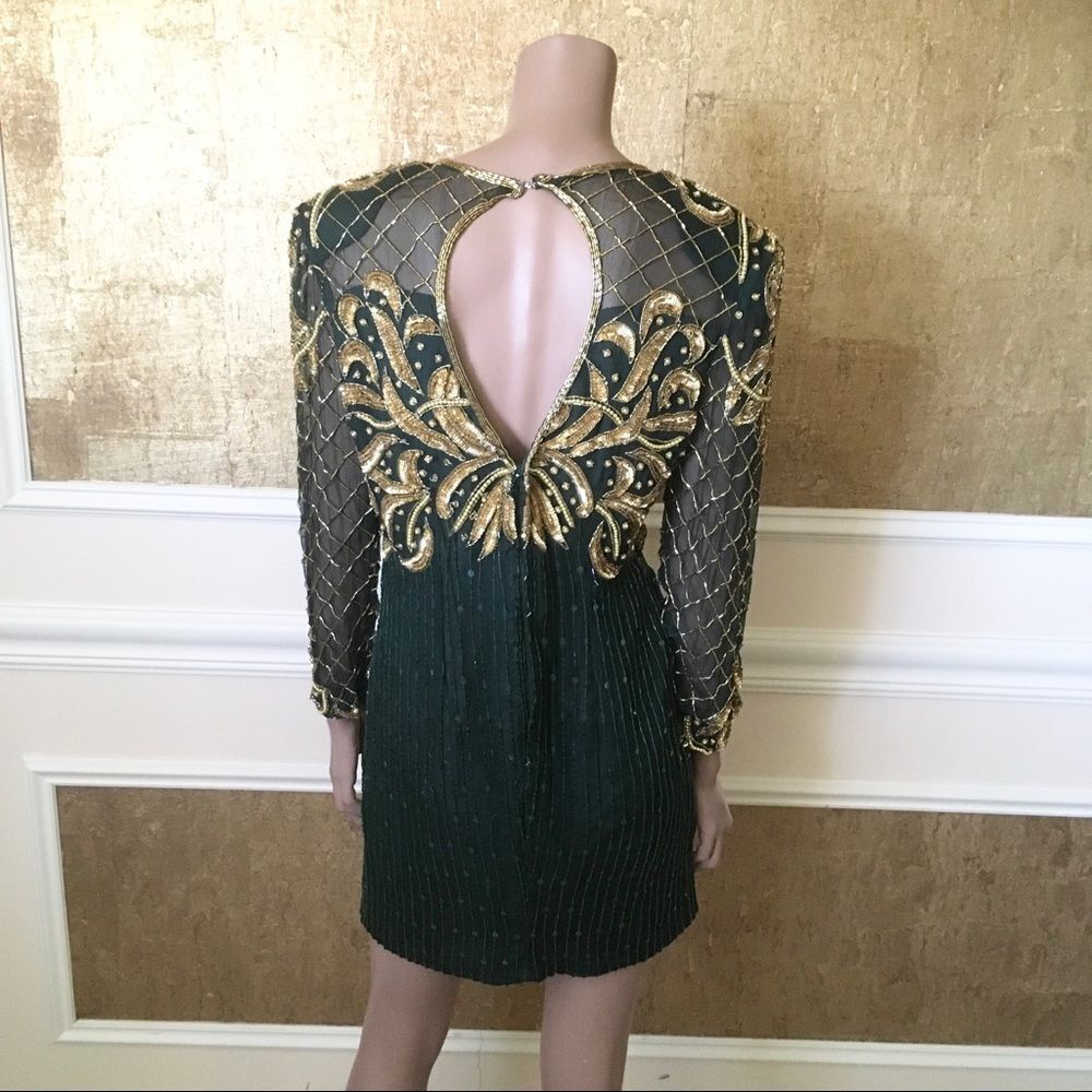 Lawrence Kazar New York vintage beaded dress S - Picture 5 of 16